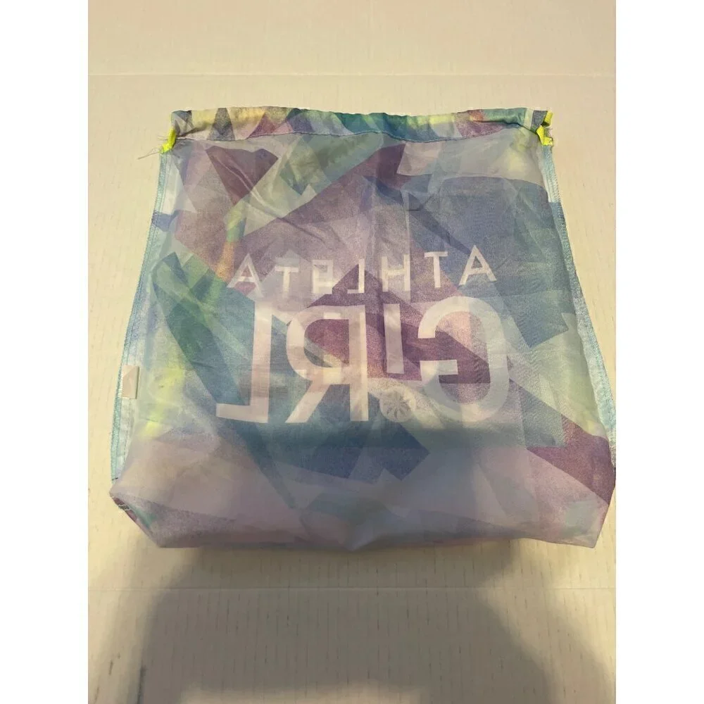 Athleta Girl Drawstring Bag Backpack Sack Purple Silver 14X16